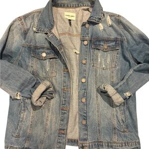 Black Label denim L Jacket with Distressed Details